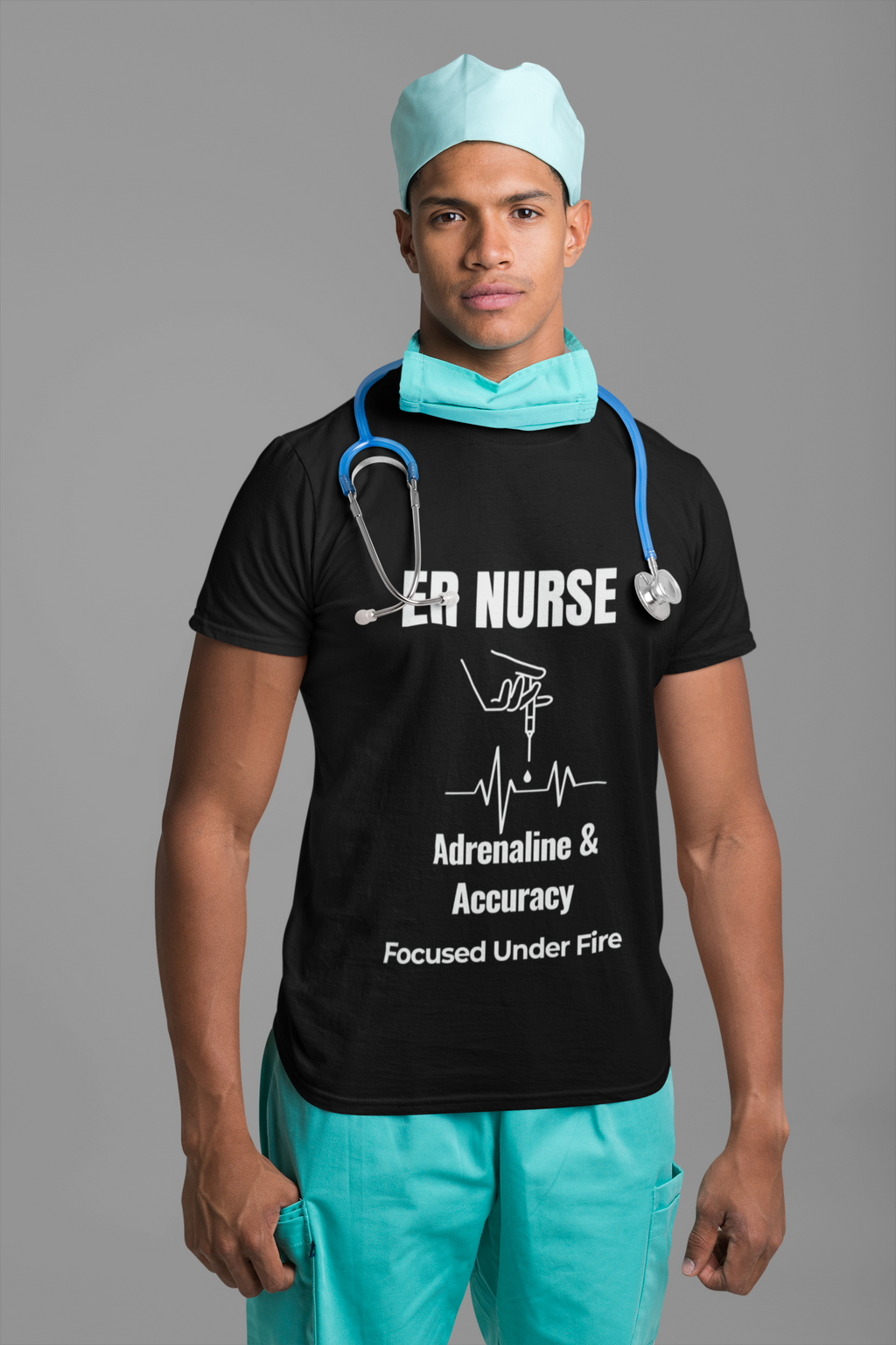 Adrenaline & Accuracy ER Nurse T-Shirt – Emergency Room Nurse Tee | Focused Under Fire