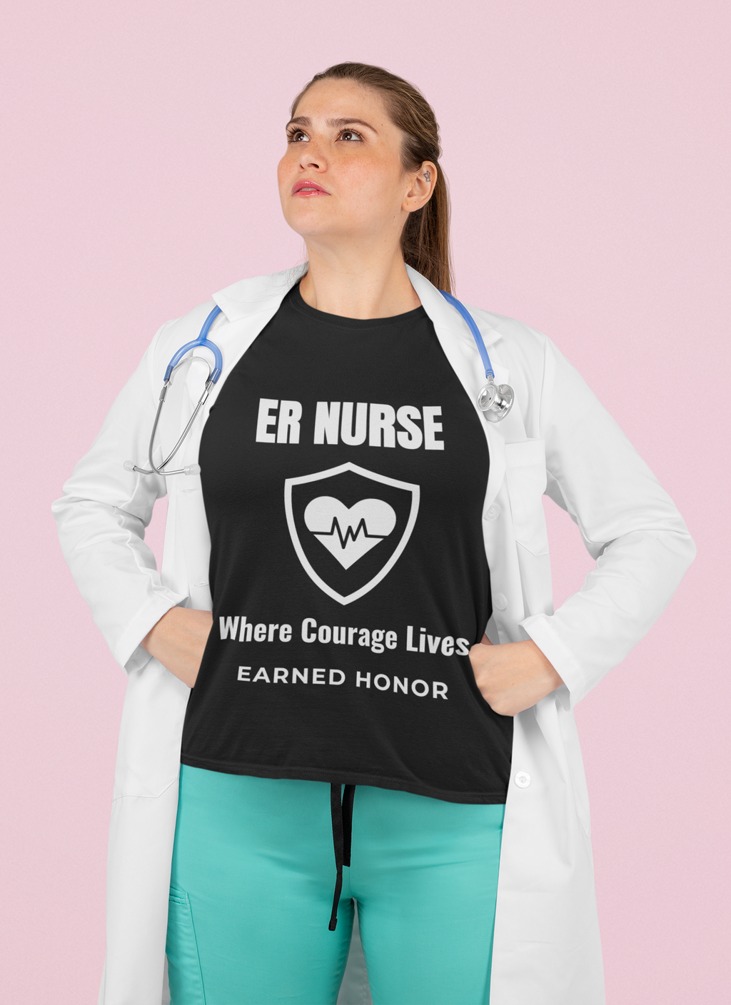 ER Nurse Where Courage Lives Shirt – Earned Honor Emergency Room Nurse T-Shirt