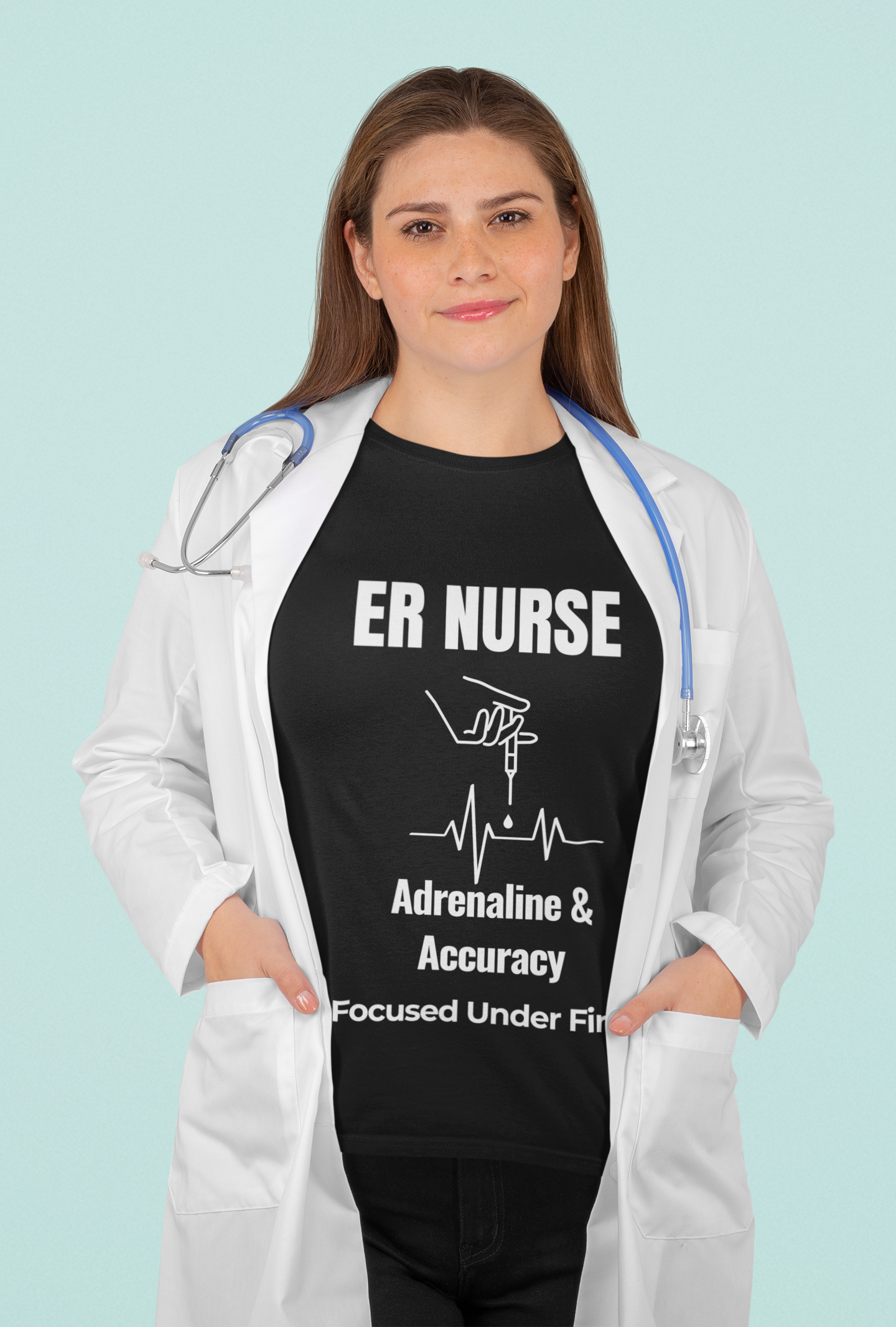 Adrenaline & Accuracy ER Nurse T-Shirt – Emergency Room Nurse Tee | Focused Under Fire