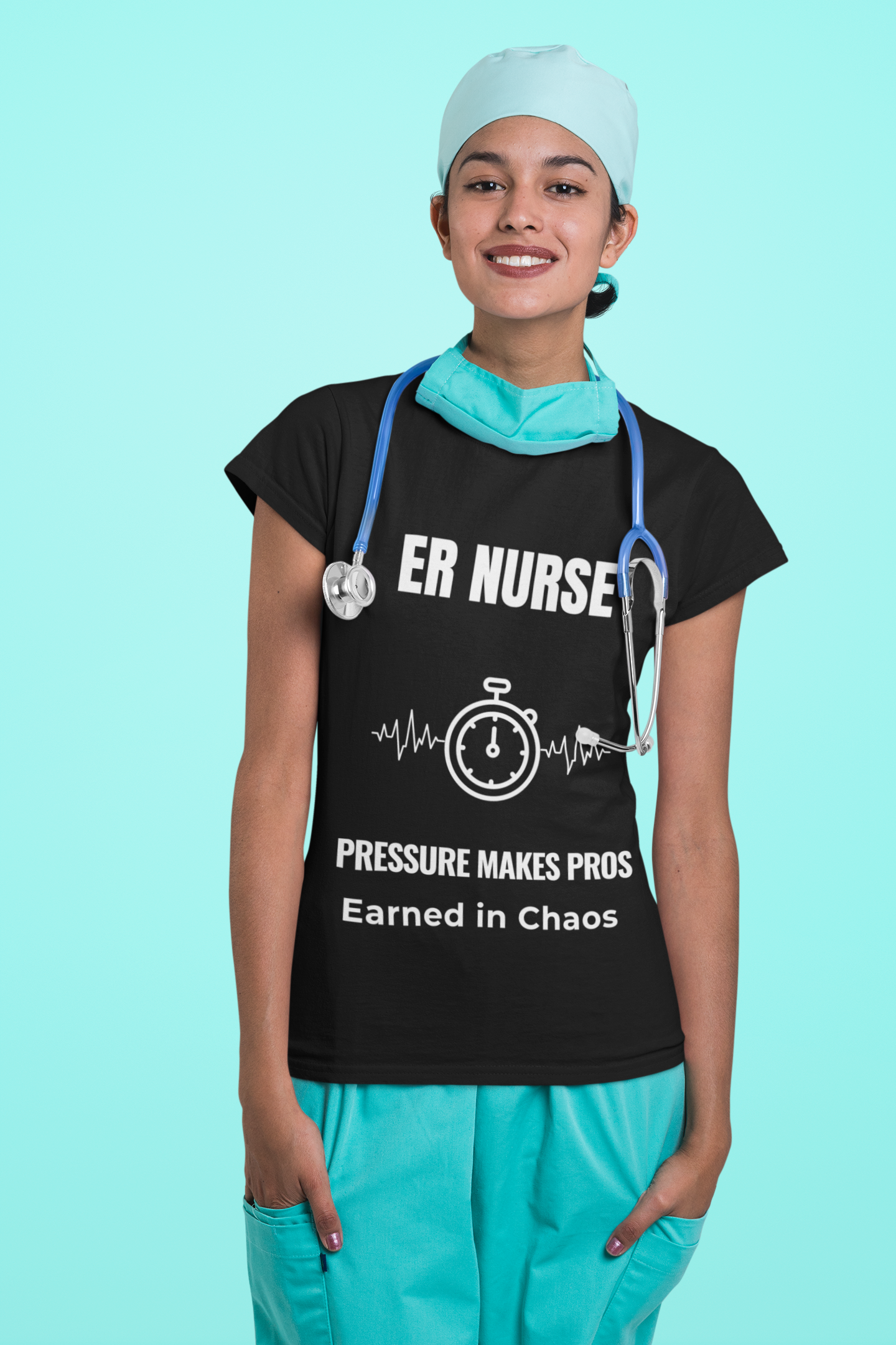 ER Nurse Pressure Makes Pros Shirt – Earned In Chaos Emergency Room Nurse T-Shirt