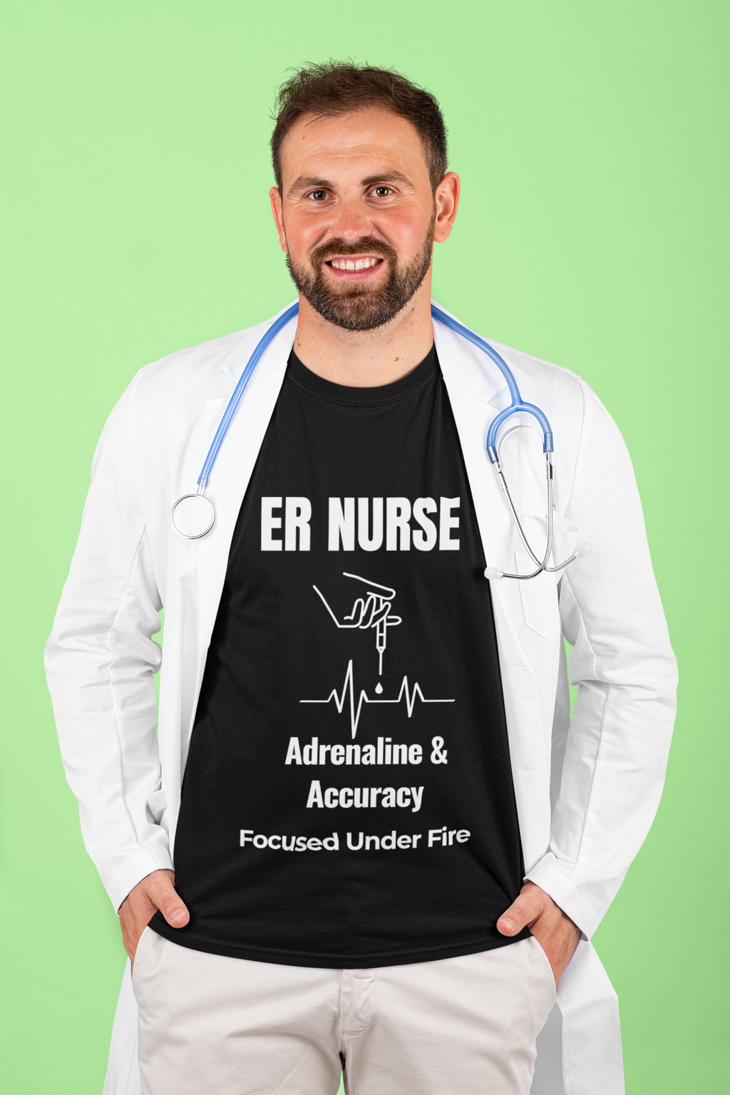 Adrenaline & Accuracy ER Nurse T-Shirt – Emergency Room Nurse Tee | Focused Under Fire