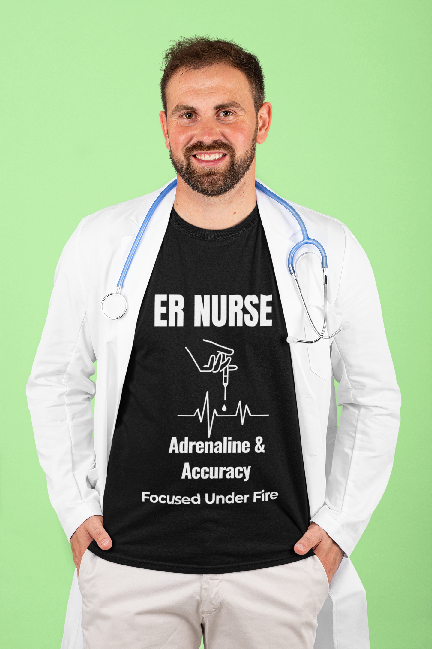 Adrenaline & Accuracy ER Nurse T-Shirt – Emergency Room Nurse Tee | Focused Under Fire